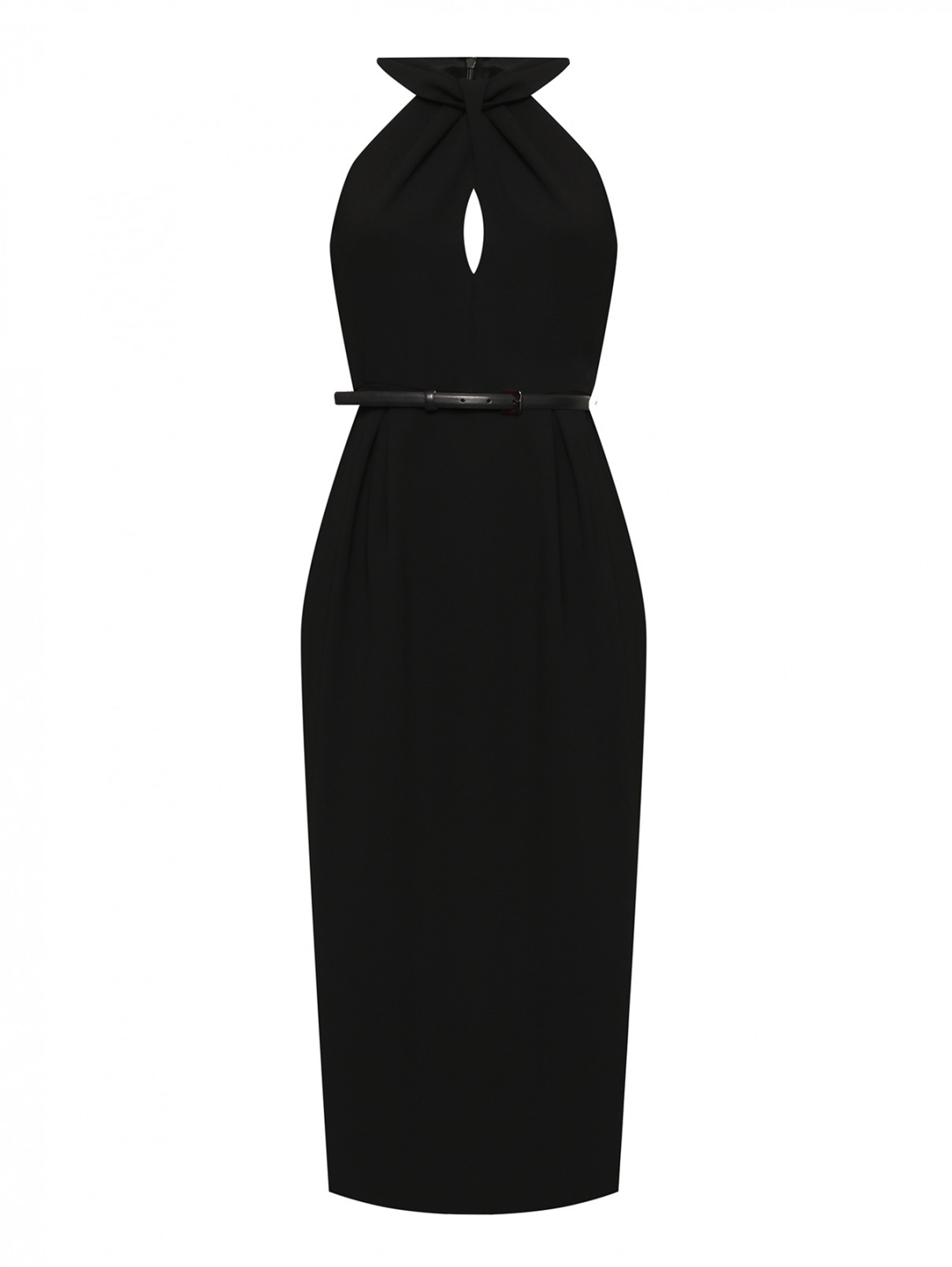 Платье-футляр с поясом Max Mara  –  Общий вид  – Цвет:  Черный