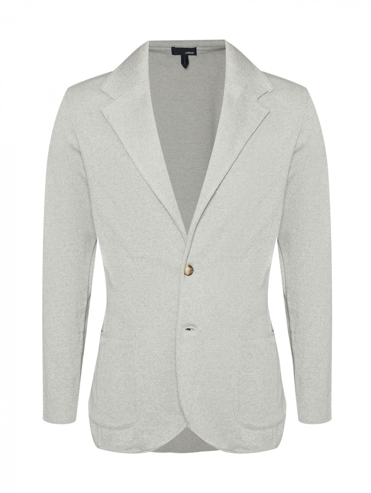 Трикотажный пиджак из хлопка с карманами LARDINI  –  Общий вид  – Цвет:  Бежевый