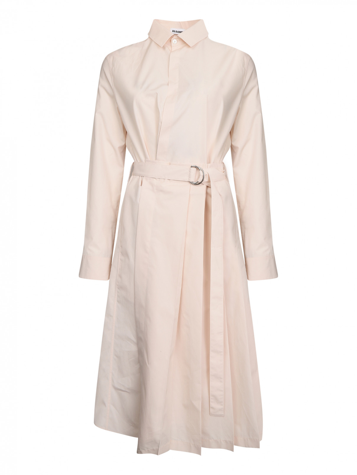 Платье из хлопка с юбкой в складку Jil Sander  –  Общий вид  – Цвет:  Розовый