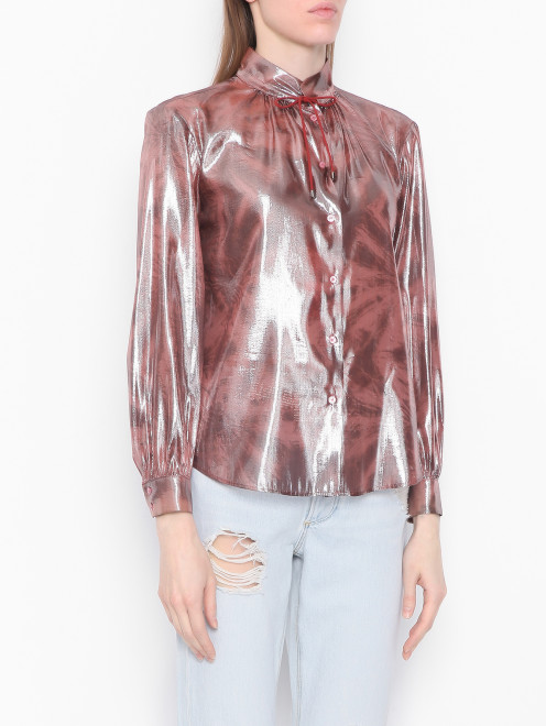 Блуза из смешанного шелка на пуговицах Max&Co - МодельВерхНиз
