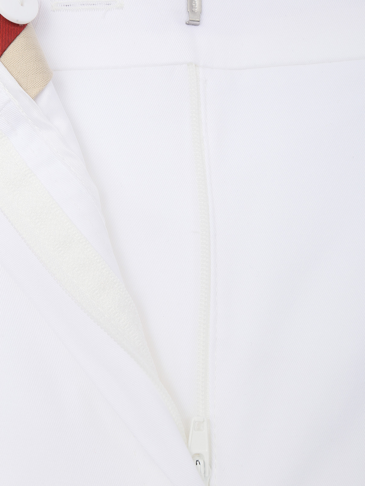 Хлопковые однотонные брюки Max Mara  –  Деталь  – Цвет:  Белый