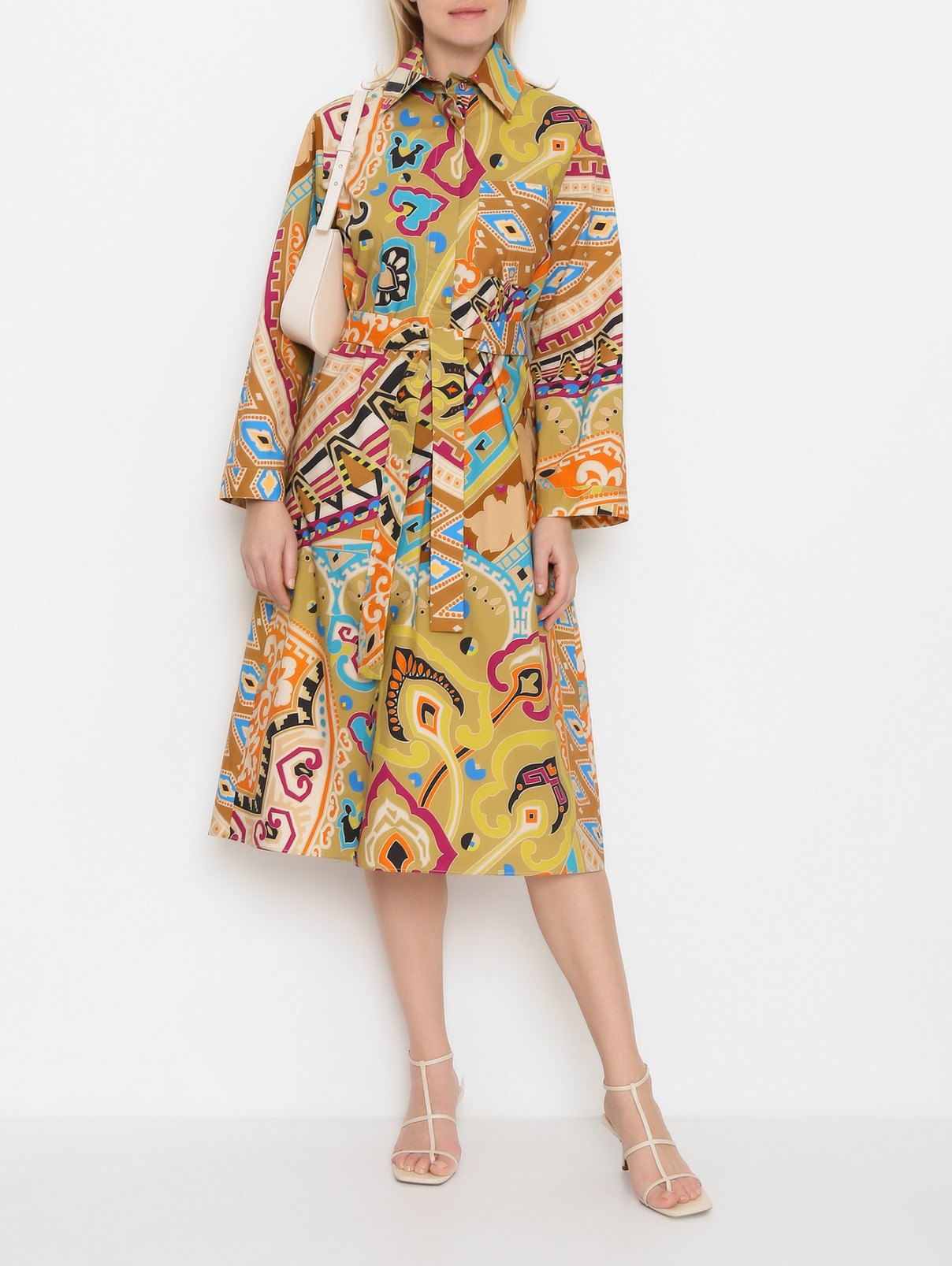 Платье-рубашка из хлопка с узором Etro  –  МодельОбщийВид  – Цвет:  Узор