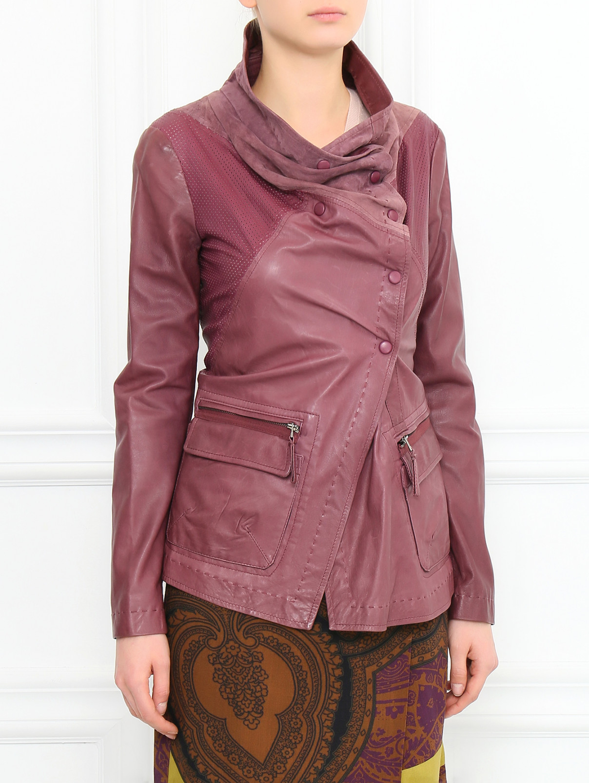 Куртка из кожи Isola Marras  –  Модель Верх-Низ  – Цвет:  Фиолетовый