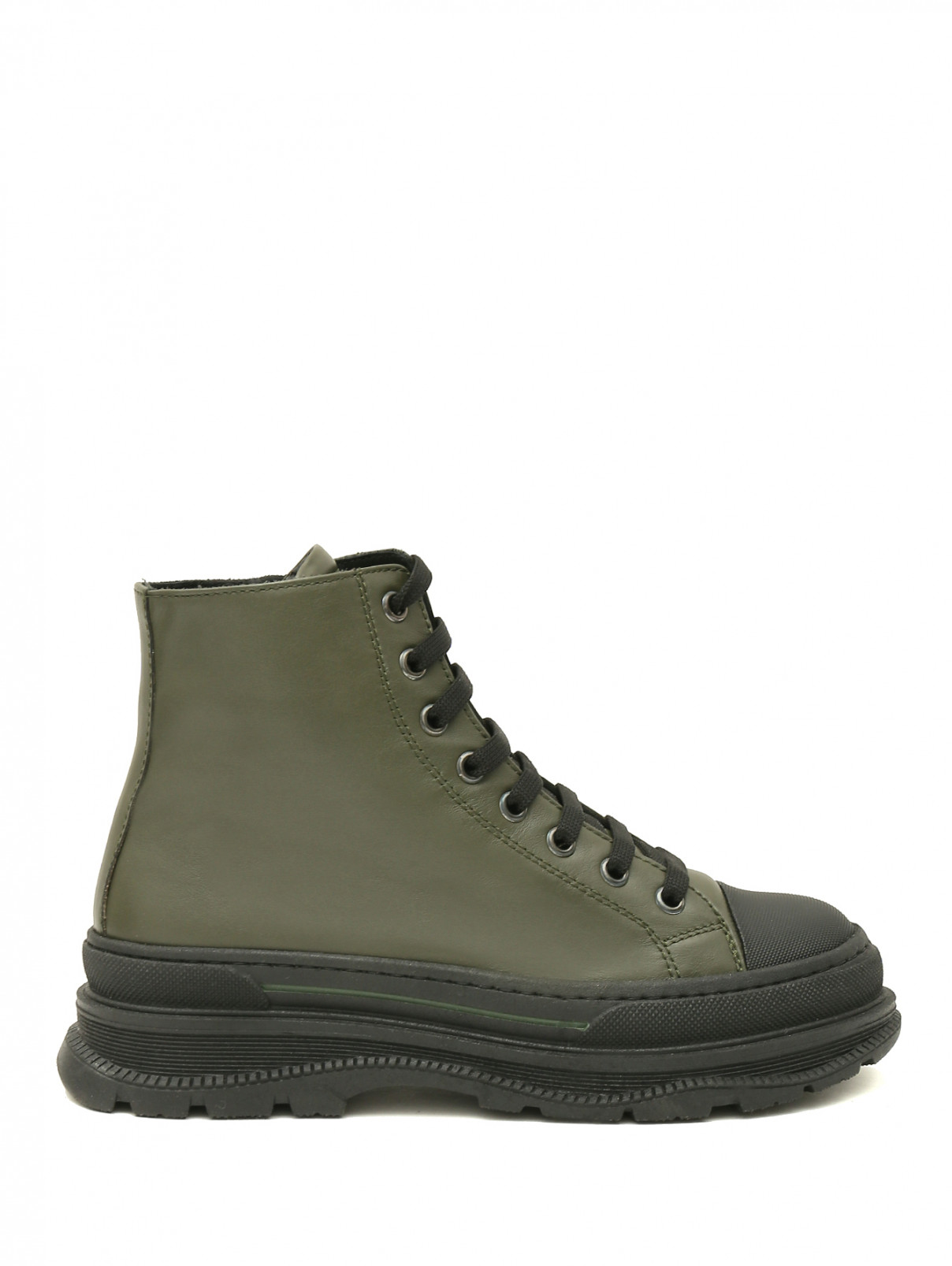 Ботинки из кожи на молнии и шнуровке Missouri  –  Обтравка1  – Цвет:  Зеленый