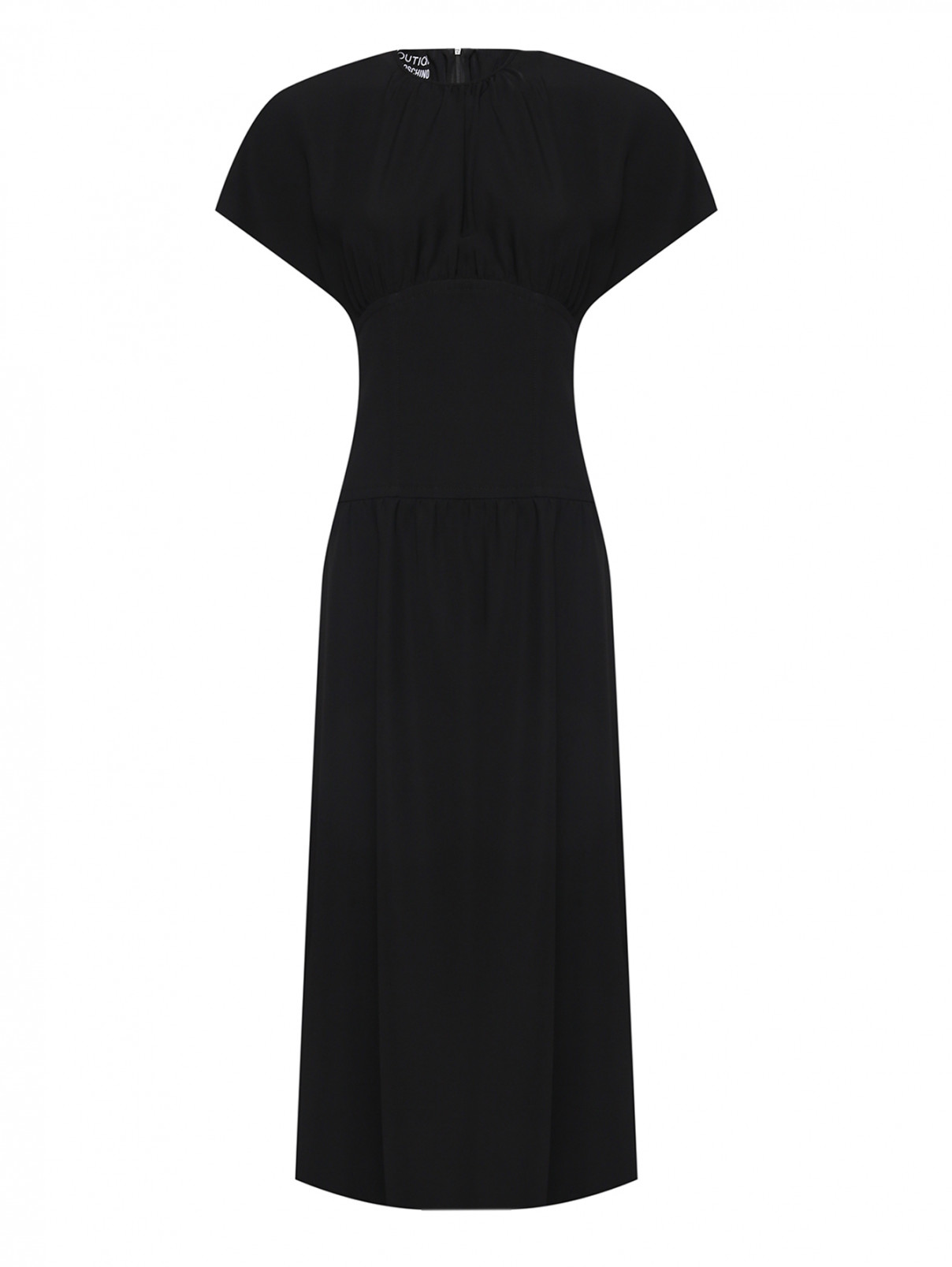 Платье-миди с корсетным поясом Moschino Boutique  –  Общий вид  – Цвет:  Черный