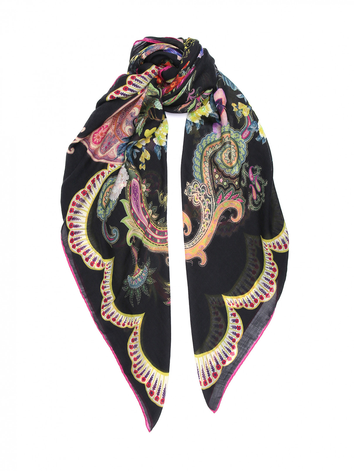 Платок из кашемира с узором Etro  –  Общий вид  – Цвет:  Узор