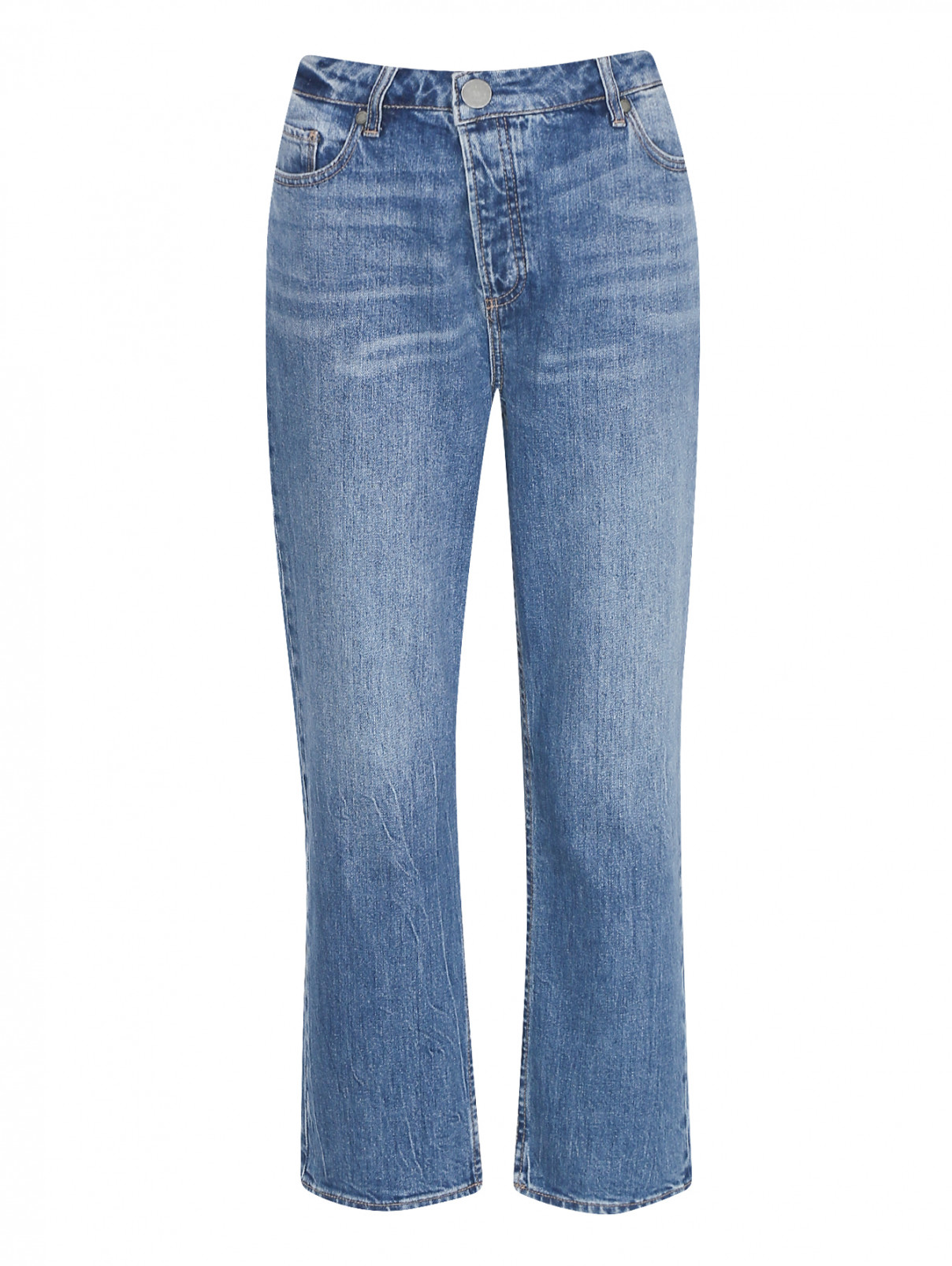Укороченные джинсы прямого кроя Paige  –  Общий вид  – Цвет:  Синий