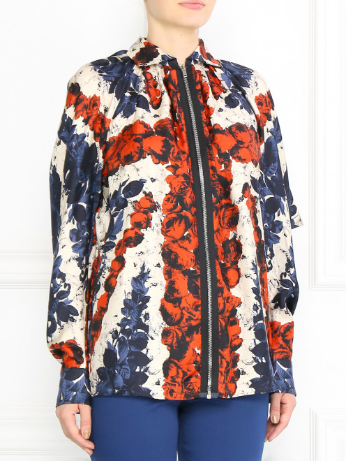 Блуза из шелка с цветочным узором Jean Paul Gaultier - Модель Верх-Низ