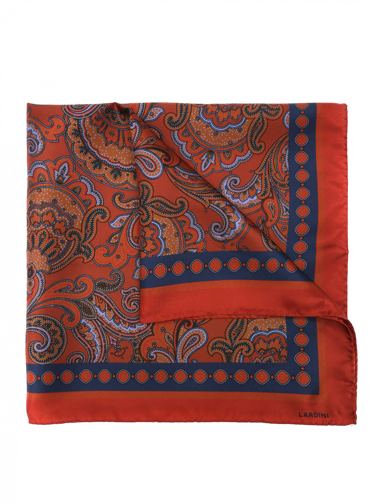 Платок из шелка с узором "пейсли" LARDINI  –  Общий вид  – Цвет:  Оранжевый