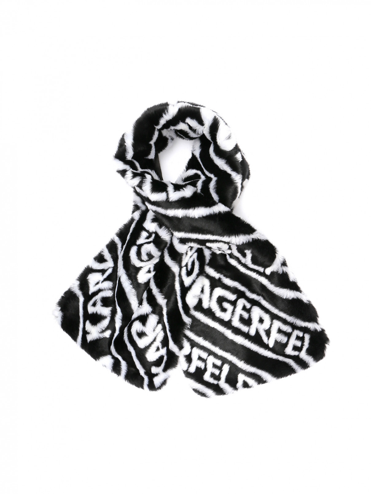 Шарф из эко меха с логотипом Karl Lagerfeld  –  Общий вид  – Цвет:  Черный