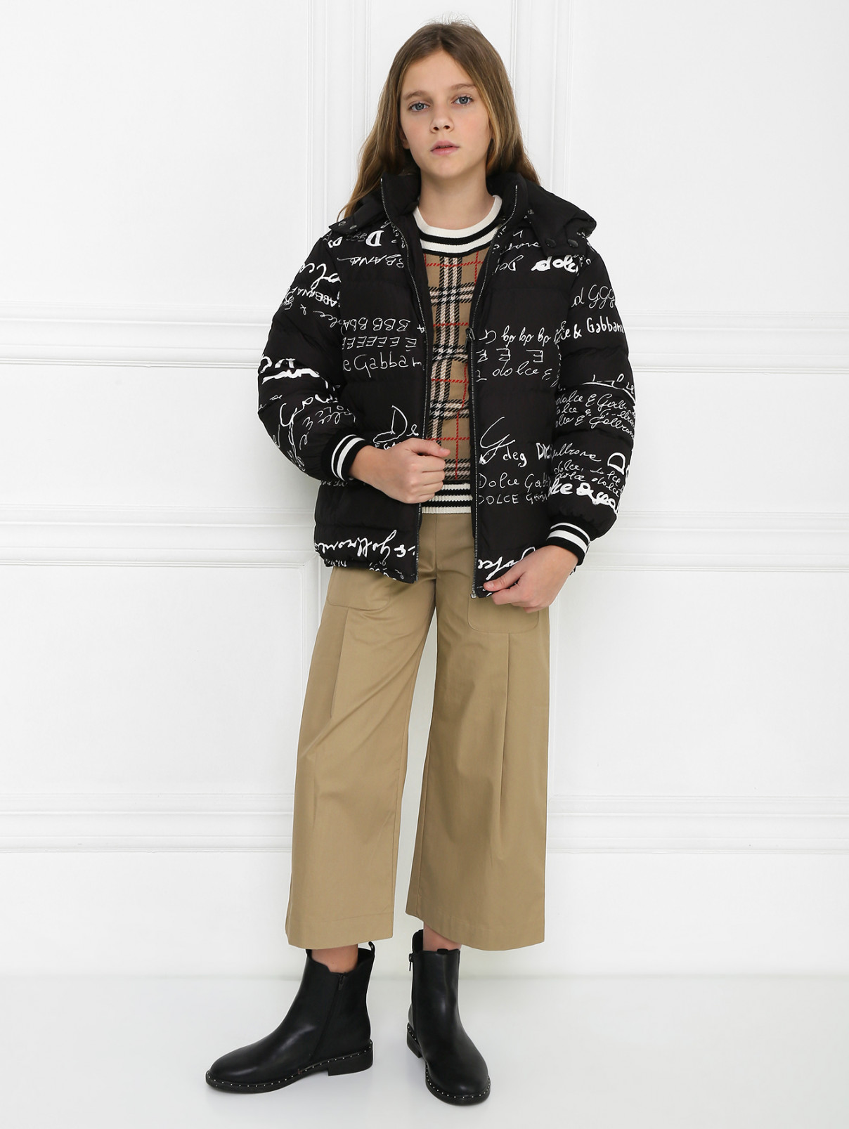 Двусторонняя куртка с узором Dolce & Gabbana  –  МодельОбщийВид  – Цвет:  Черный