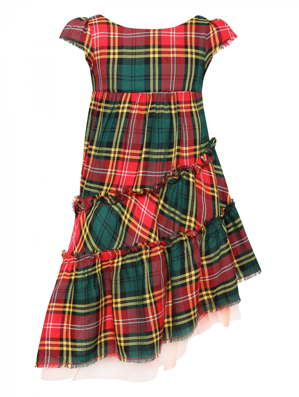 Платье ассиметричного кроя в клетку Junior Gaultier  –  Общий вид  – Цвет:  Узор