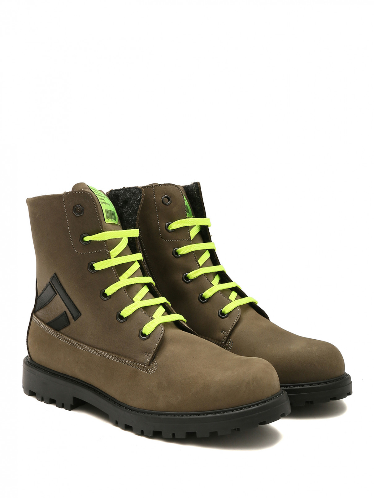 Замшевые ботинки с акцентными шнурками Rondinella  –  Общий вид  – Цвет:  Зеленый