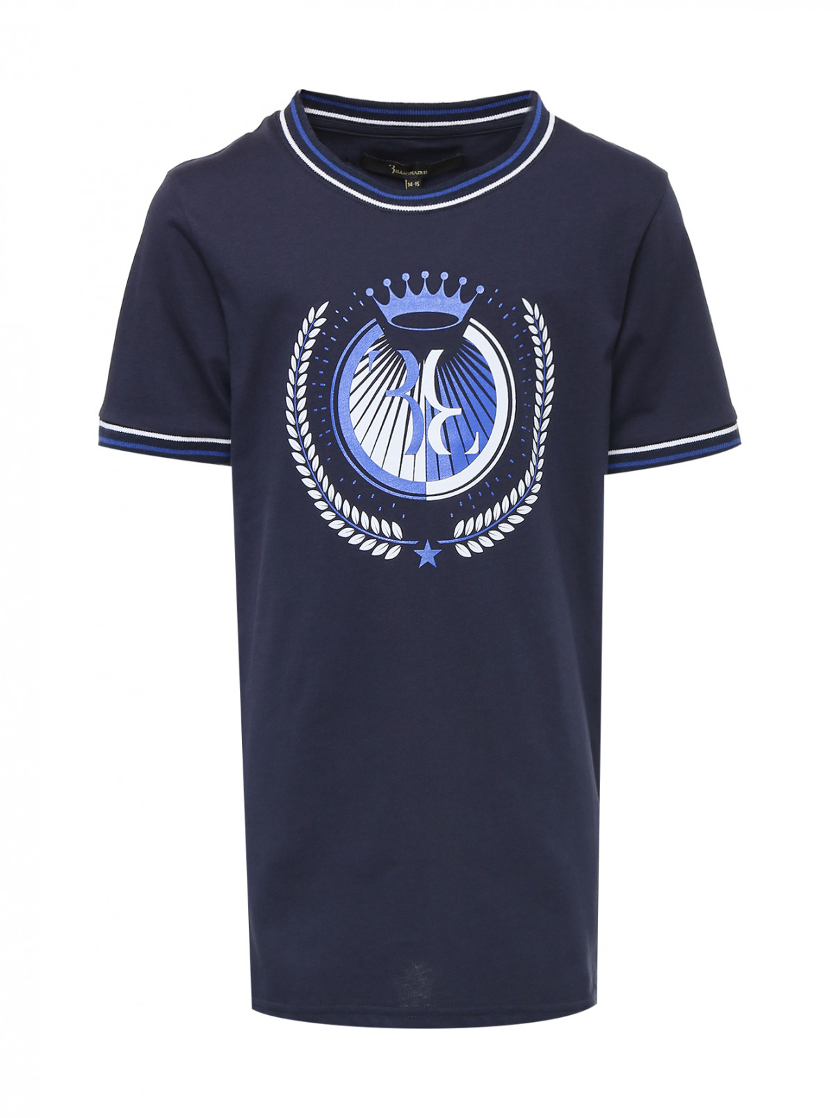 Хлопковая футболка с принтом Billionaire  –  Общий вид  – Цвет:  Синий