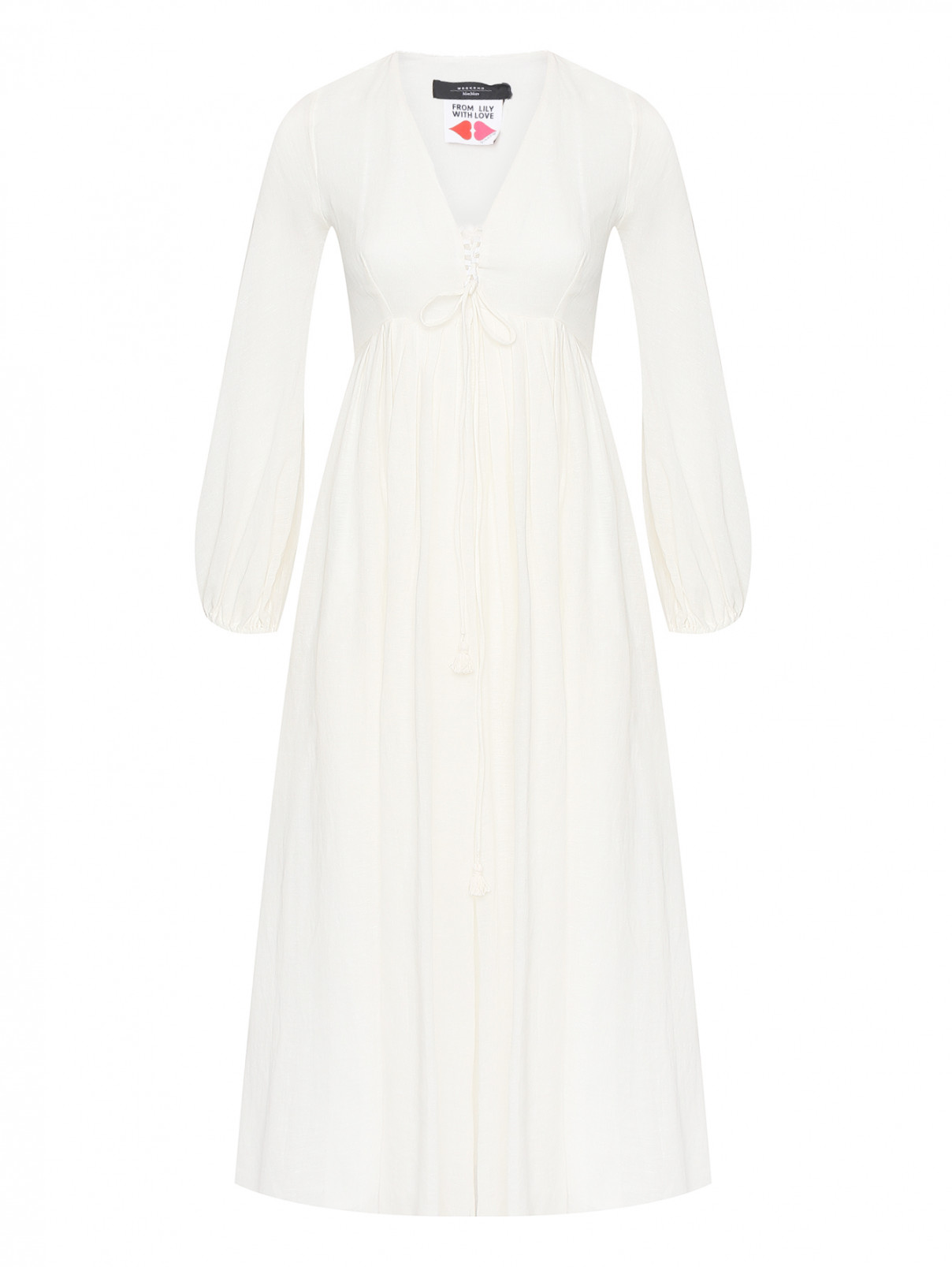 Платье-макси с V-образным вырезом Weekend Max Mara  –  Общий вид  – Цвет:  Белый