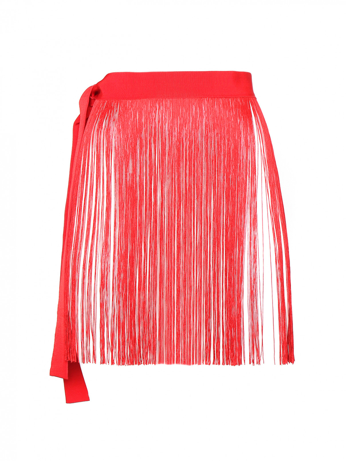 Пояс из хлопка и вискозы с бахромой Marina Rinaldi  –  Общий вид  – Цвет:  Красный