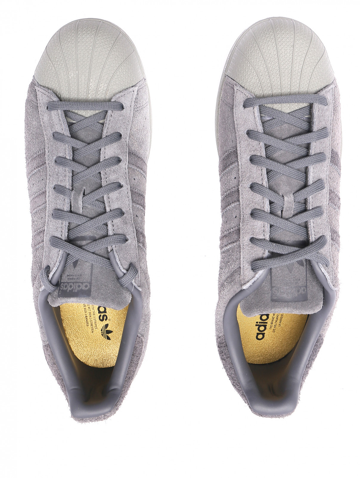 Комбинированные кеды из замши Adidas Originals  –  Обтравка4  – Цвет:  Серый