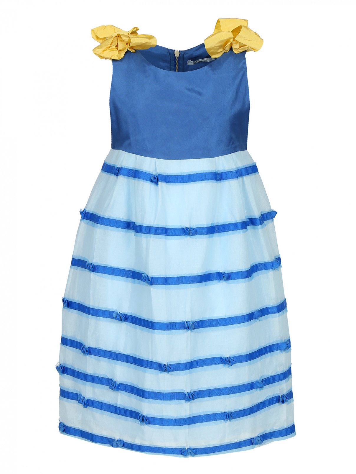 Платье из хлопка на завышенной талии MiMiSol  –  Общий вид  – Цвет:  Синий
