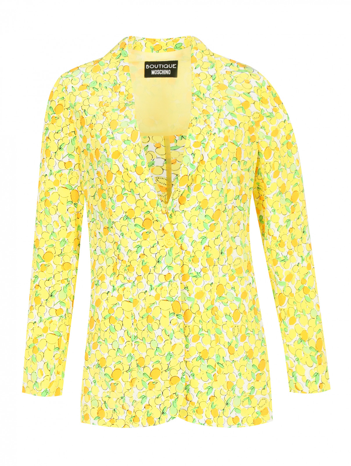 Жакет из шелка с узором Moschino Boutique  –  Общий вид  – Цвет:  Желтый