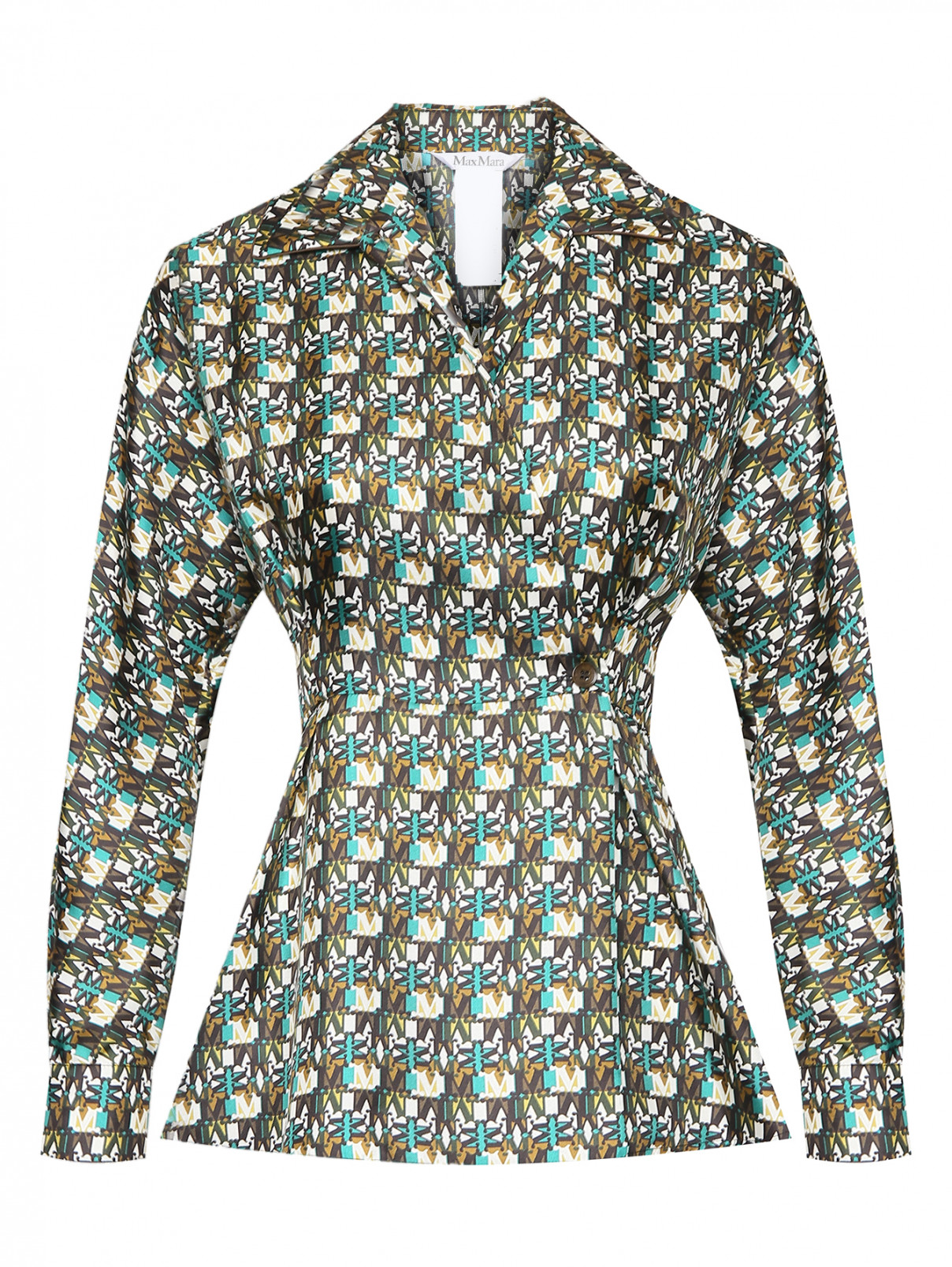 Блуза из шелка с поясом Max Mara  –  Общий вид  – Цвет:  Мультиколор