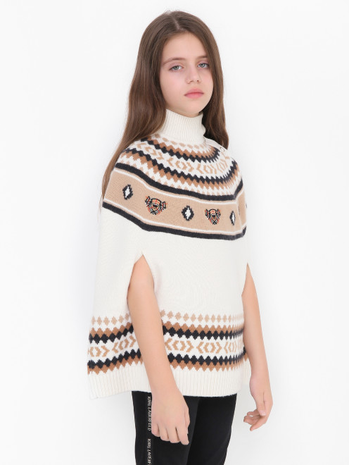 Пончо с вышивкой и узором Burberry - МодельВерхНиз