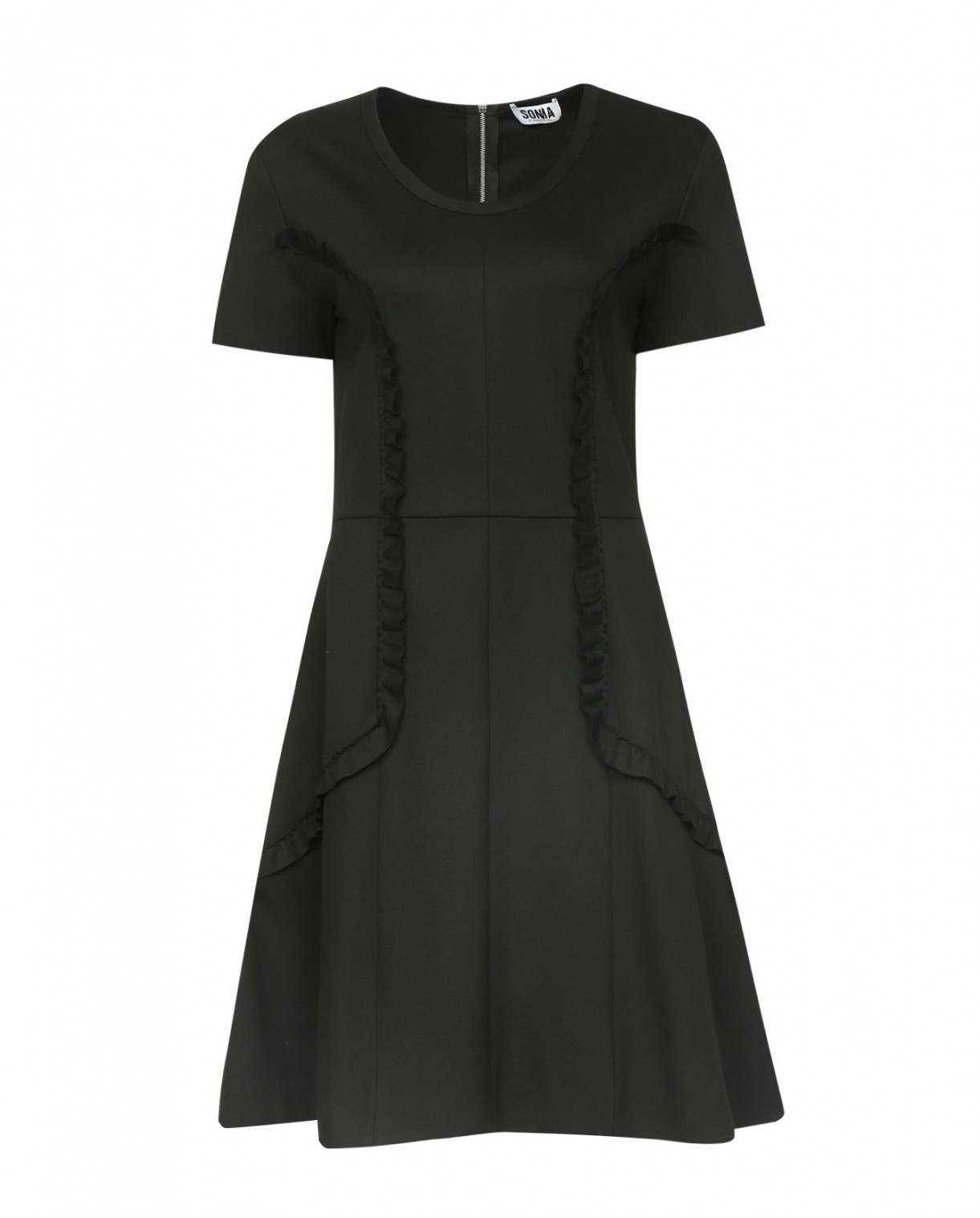 Платье с коротким рукавом и декором Sonia By Sonia Rykiel  –  Общий вид  – Цвет:  Черный