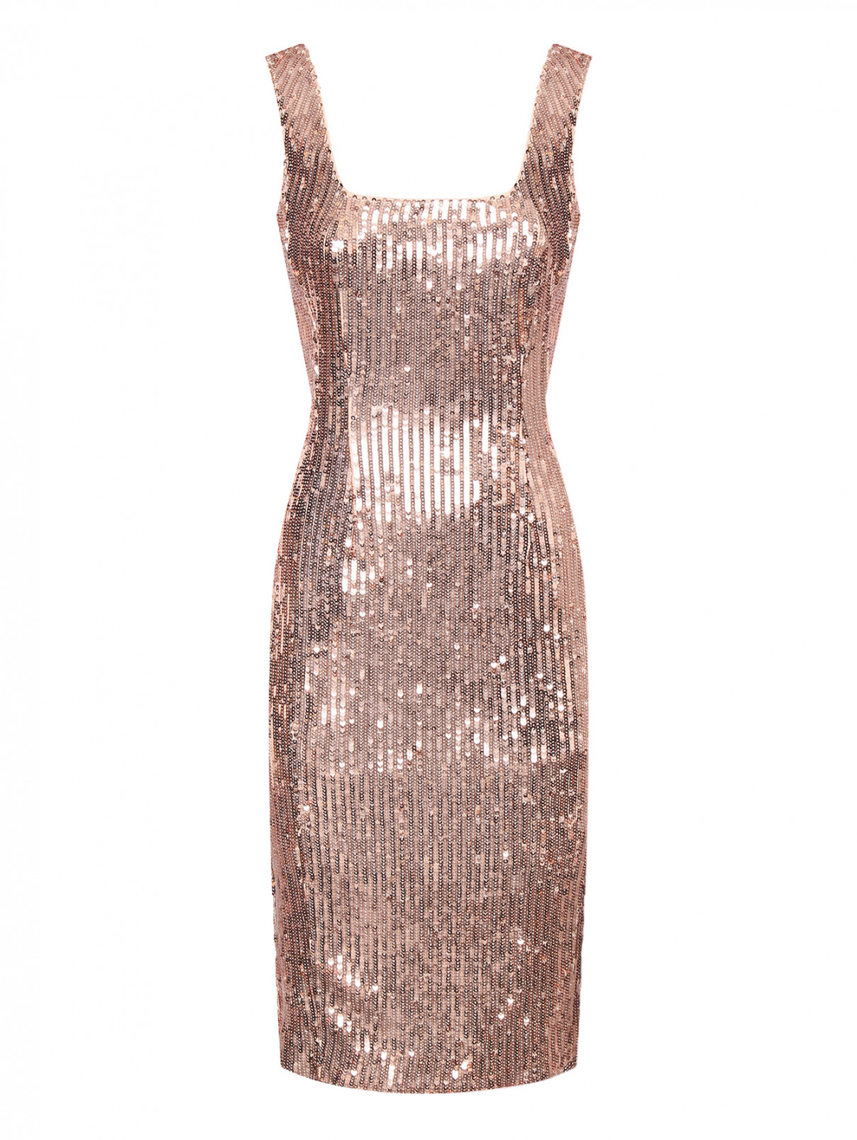 Платье декорированное пайетками Max Mara  –  Общий вид  – Цвет:  Розовый