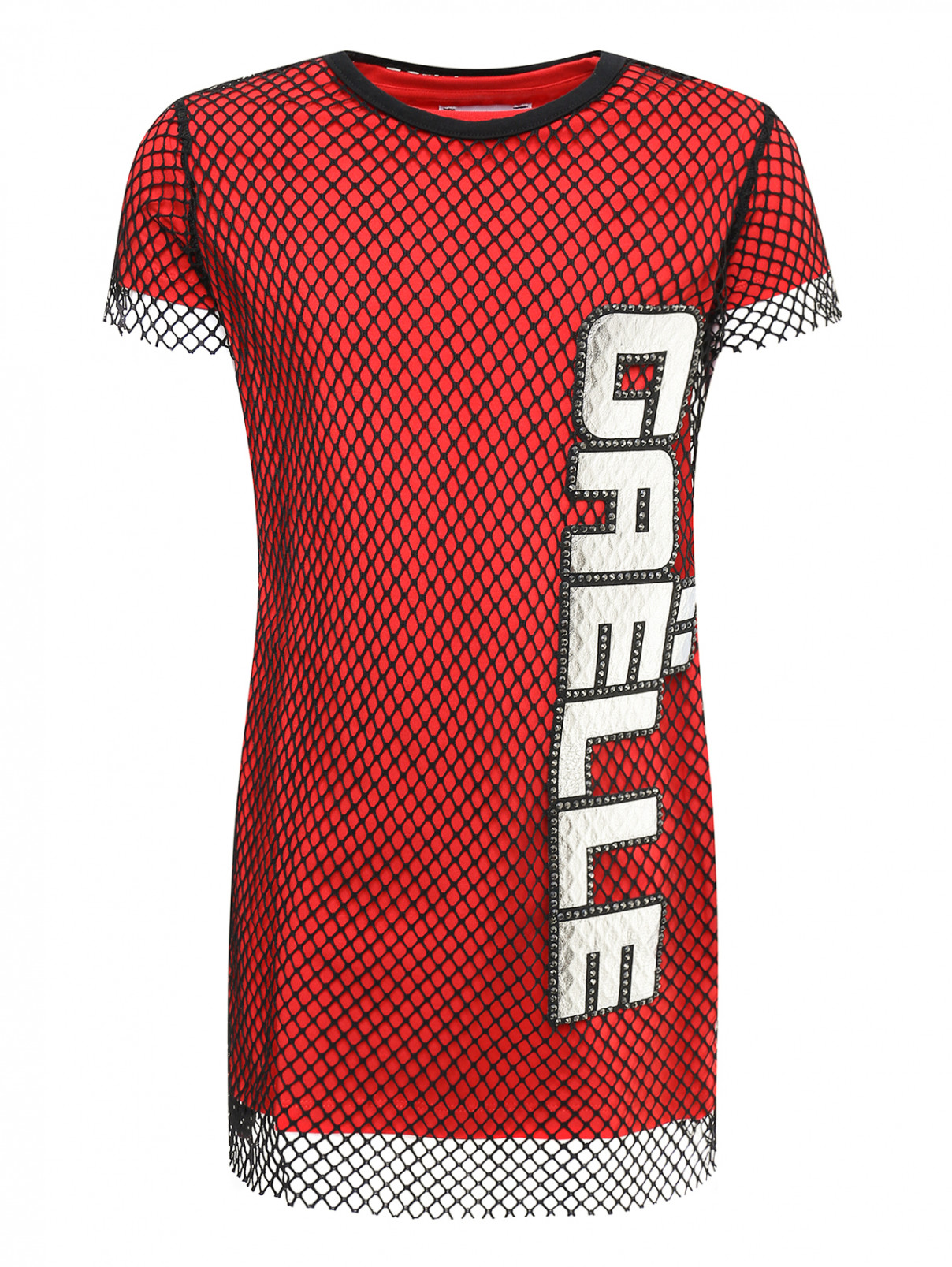 Платье трикотажное с сеткой Gaelle  –  Общий вид  – Цвет:  Красный