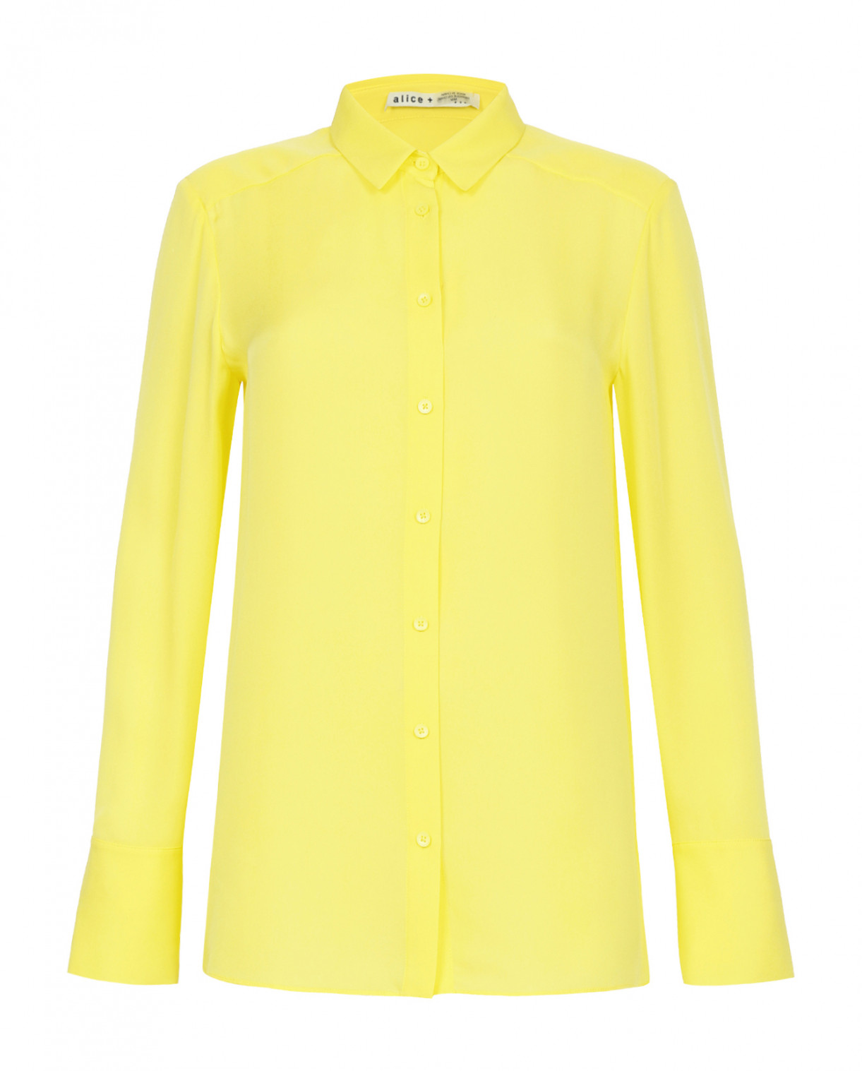 Блуза из шелка на пуговицах Alice+Olivia  –  Общий вид  – Цвет:  Желтый