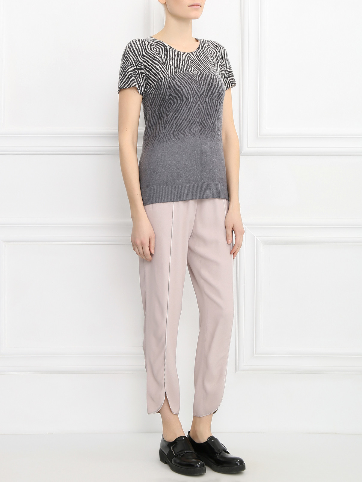 Зауженные брюки на резинке Les Copains  –  Модель Общий вид  – Цвет:  Розовый