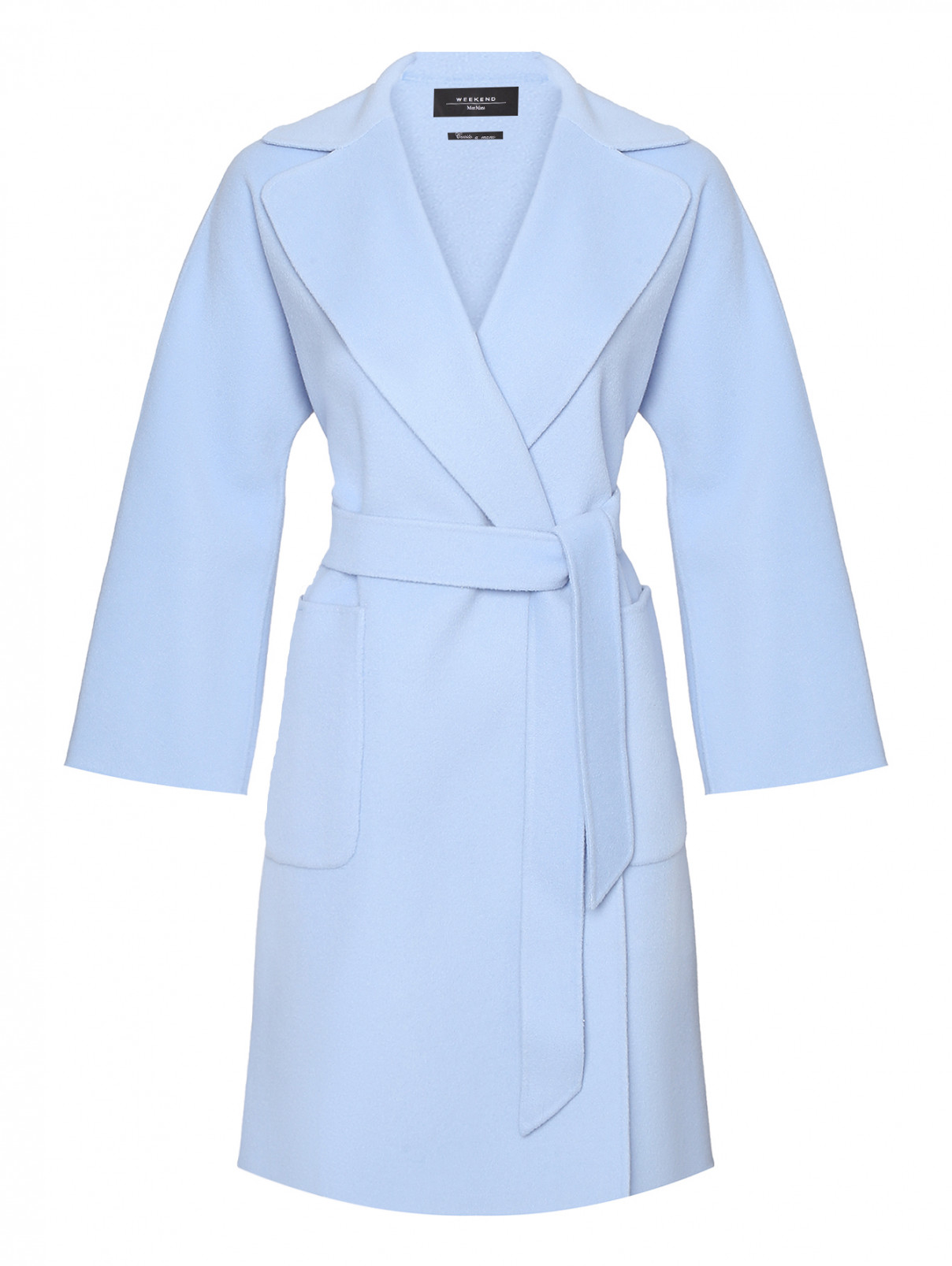 Пальто из шерсти с накладными карманами Weekend Max Mara  –  Общий вид  – Цвет:  Синий