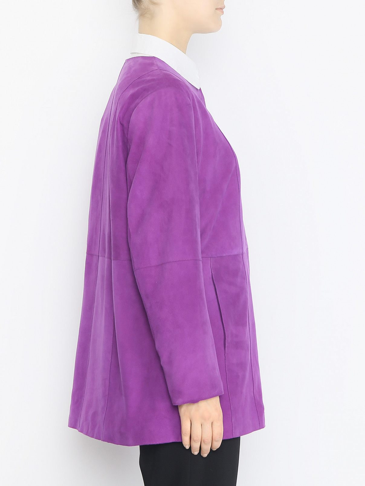 Куртка из замши с карманами Marina Rinaldi  –  МодельВерхНиз2  – Цвет:  Фиолетовый