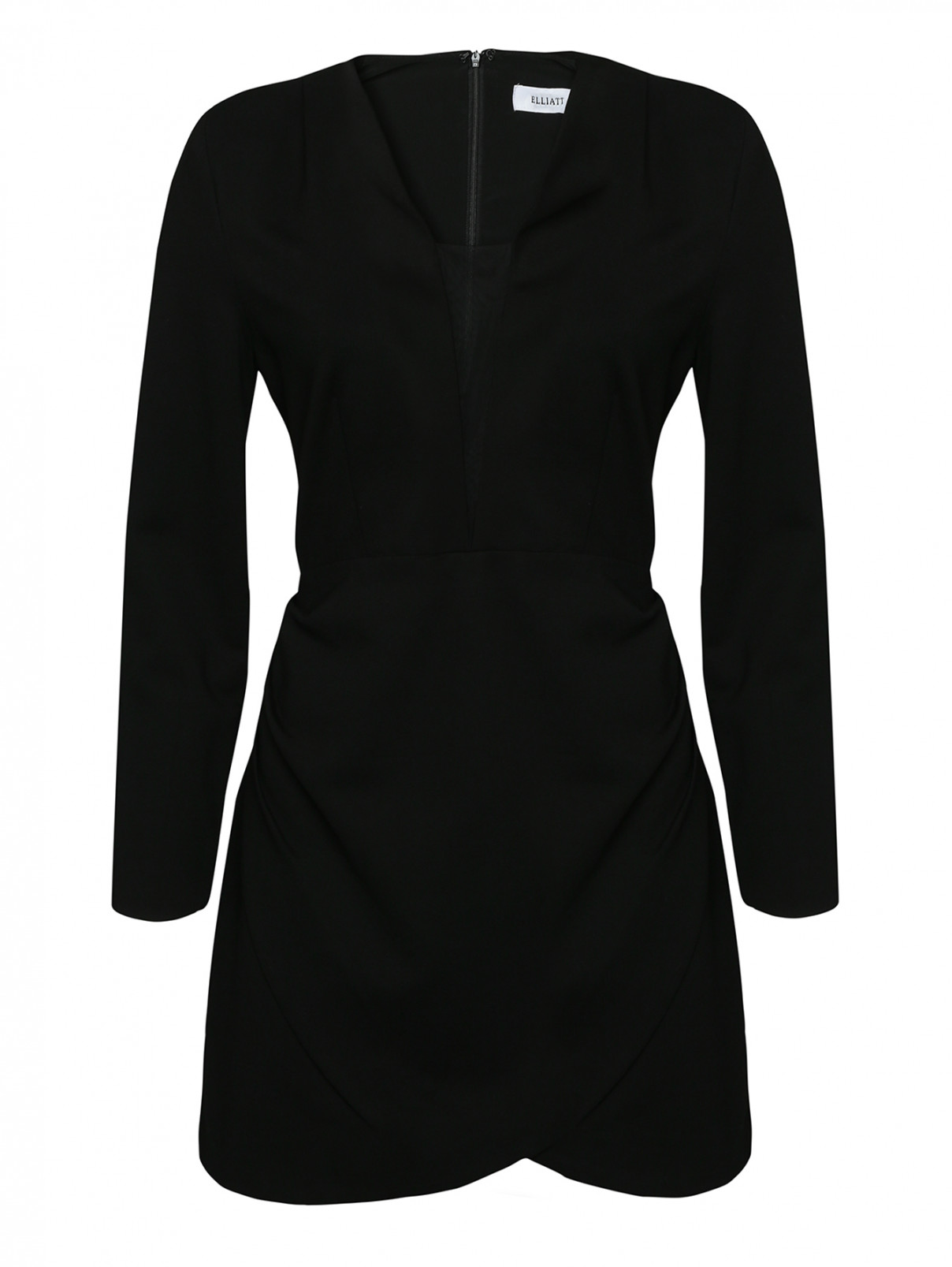 Платье мини с декоративной складкой Elliatt  –  Общий вид  – Цвет:  Черный