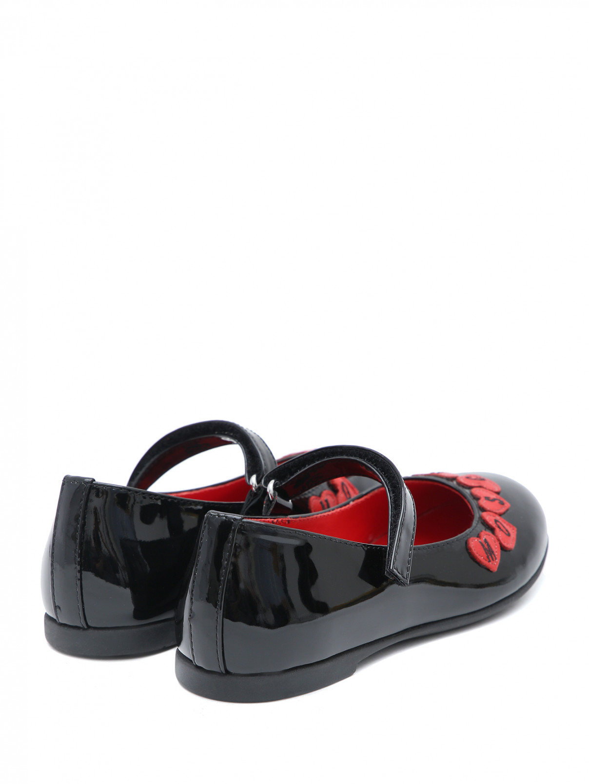 Туфли из лакированной кожи на липучке Moschino  –  Обтравка2  – Цвет:  Черный