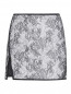Стеганая юбка-мини декорированная кружевом N21  –  Общий вид