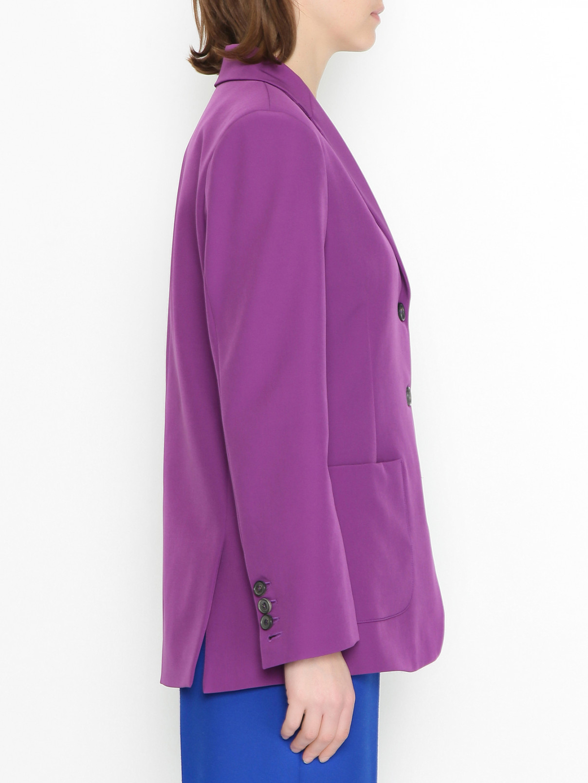 Однобортный жакет с вышивкой Ermanno Firenze  –  МодельВерхНиз2  – Цвет:  Фиолетовый