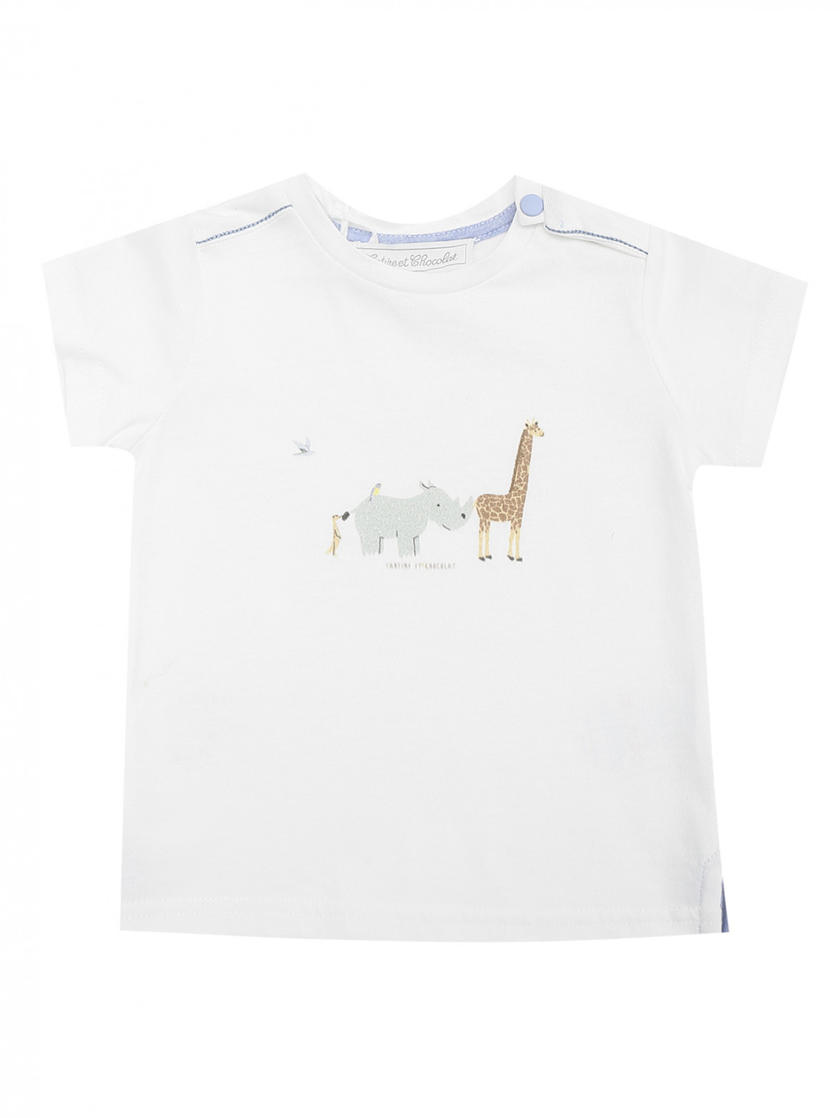 Хлопковая футболка с принтом Tartine Et Chocolat  –  Общий вид  – Цвет:  Белый