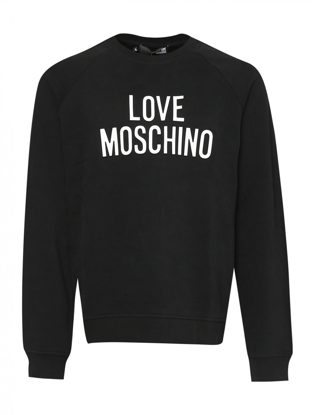 Свитшот из хлопка с принтом Love Moschino  –  Общий вид  – Цвет:  Черный