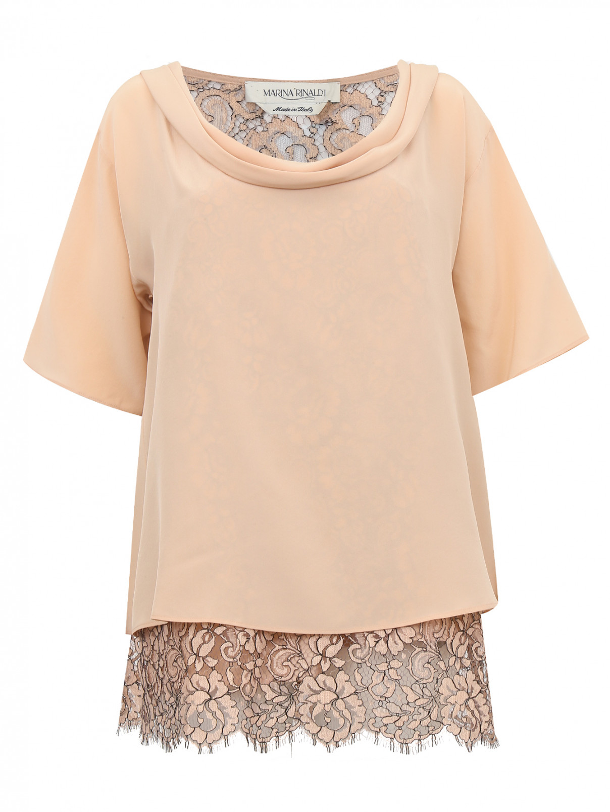 Блуза из шелка в комплекте с кружевным топом Marina Rinaldi  –  Общий вид  – Цвет:  Розовый
