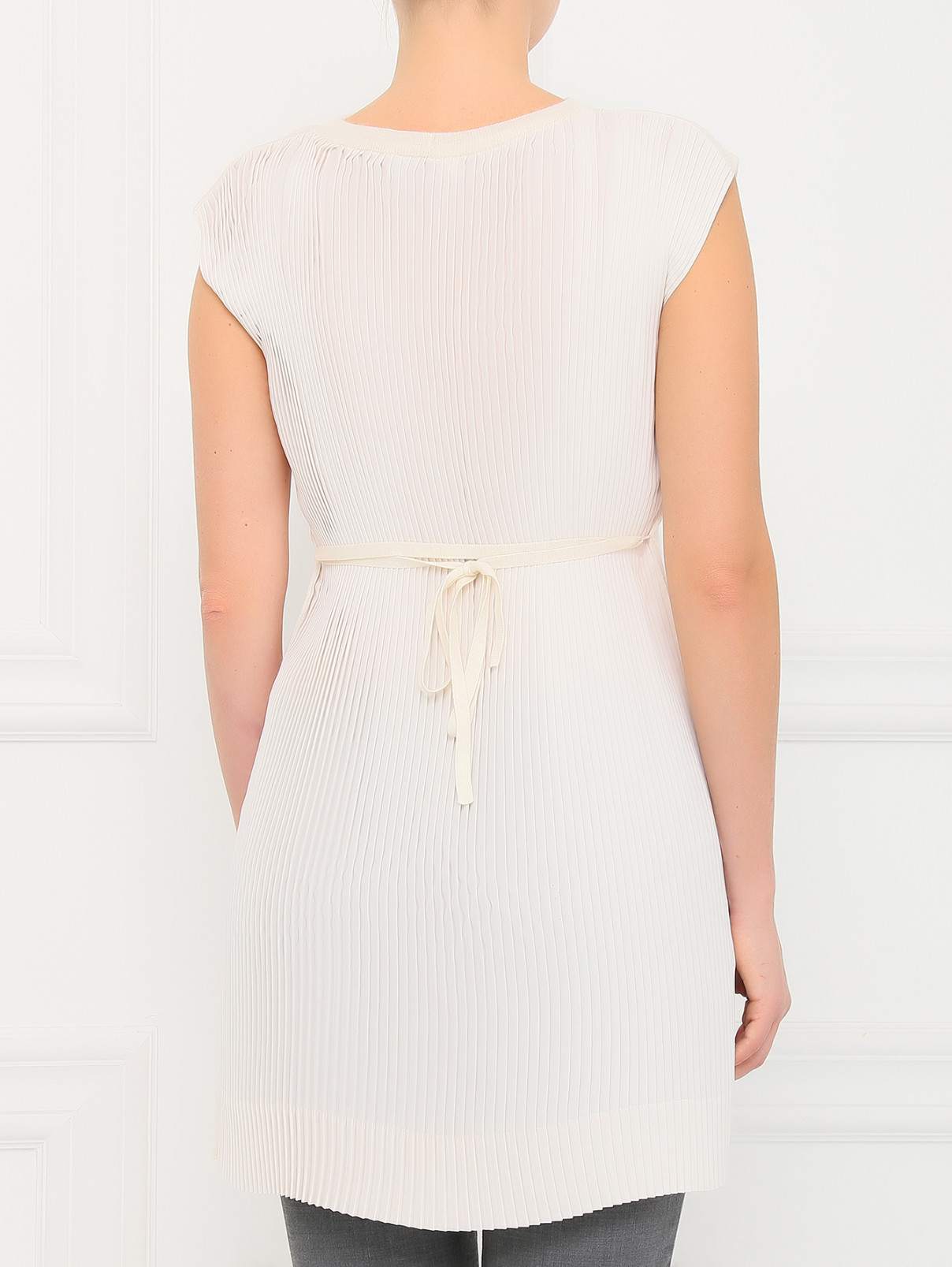 Топ из кашемира с плиссированной вставкой Jil Sander  –  Модель Верх-Низ1  – Цвет:  Белый