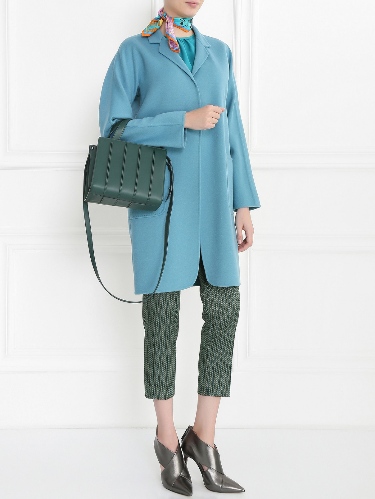 Пальто из смесовой шерсти с накладными карманами Max Mara  –  Модель Общий вид  – Цвет:  Синий