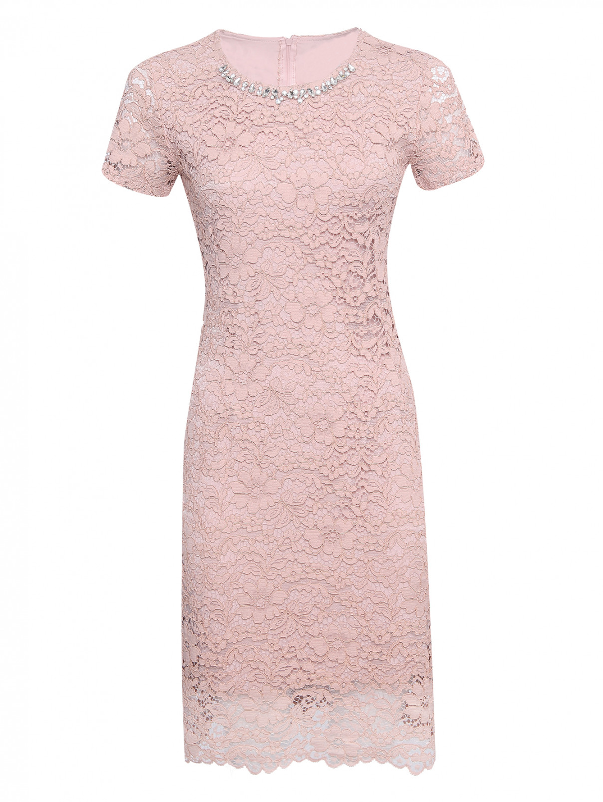 Платье из кружева с кристаллами Blugirl  –  Общий вид  – Цвет:  Розовый
