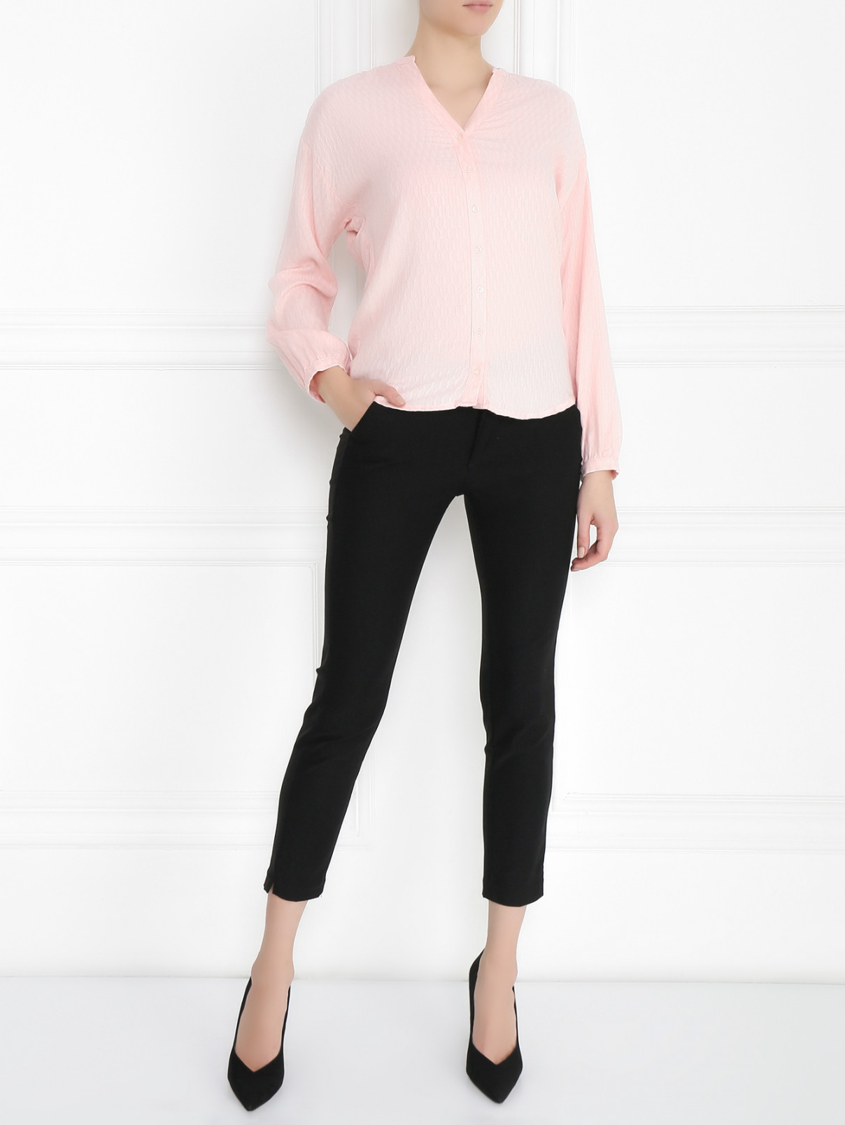 Блуза из вискозы с длинным рукавом Les Petites...  –  Модель Общий вид  – Цвет:  Розовый