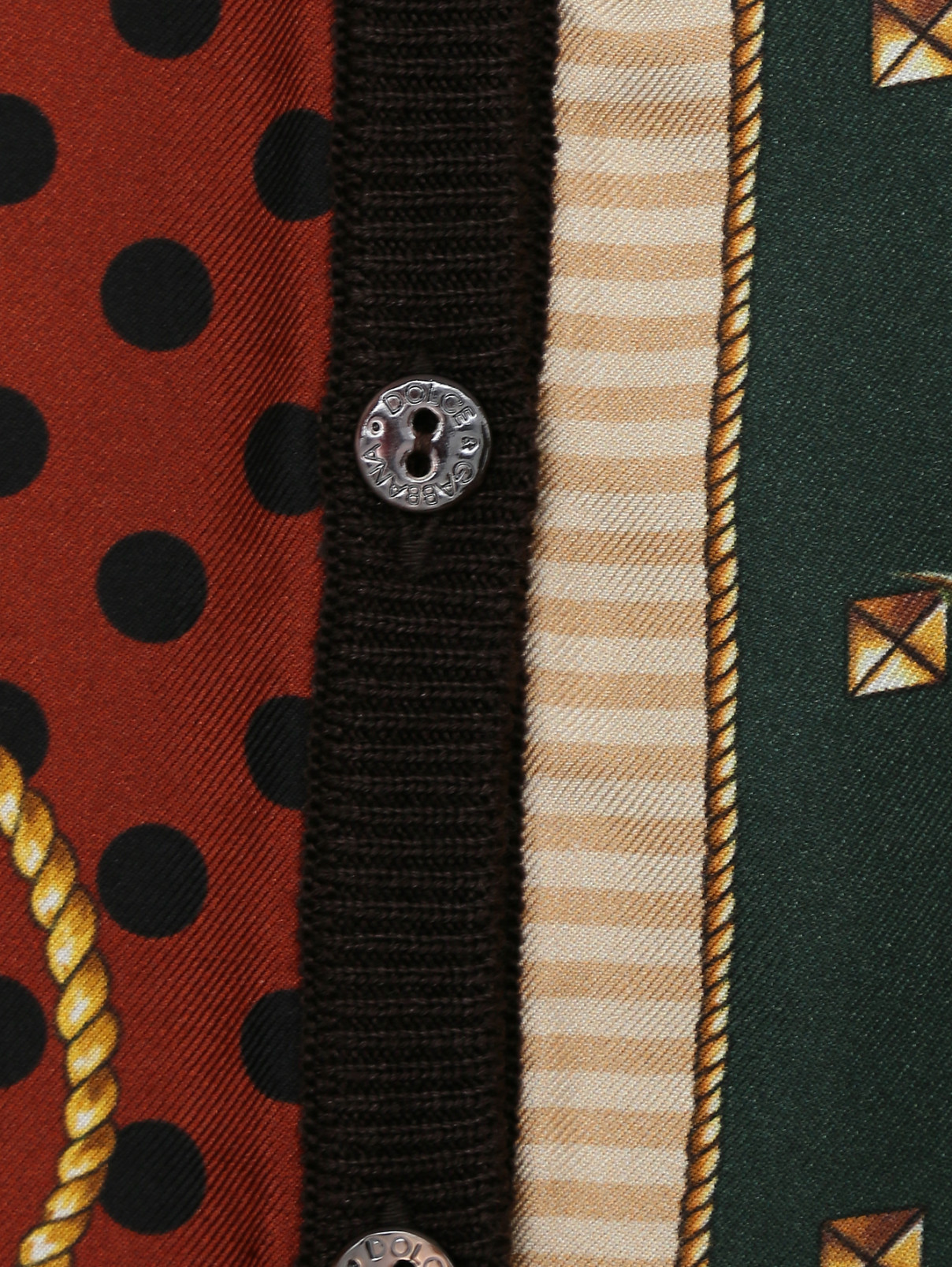 Кардиган из шерсти и шелка на пуговицах Dolce & Gabbana  –  Деталь  – Цвет:  Узор
