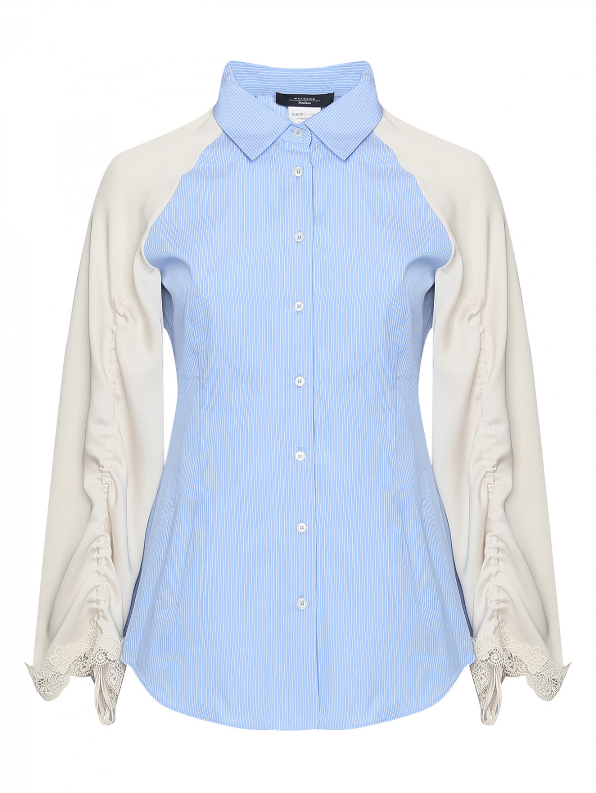 Комбинированная блуза из хлопка с узором полоска Weekend Max Mara  –  Общий вид  – Цвет:  Мультиколор