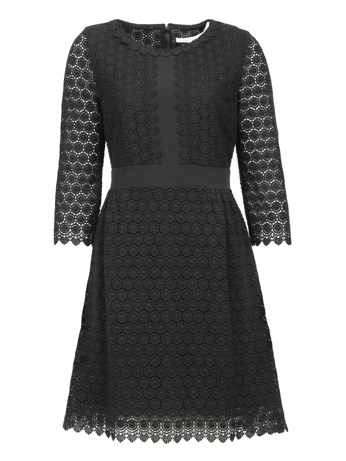 Платье-мини из хлопка с рукавами 3/4 Diane von Furstenberg  –  Общий вид  – Цвет:  Черный