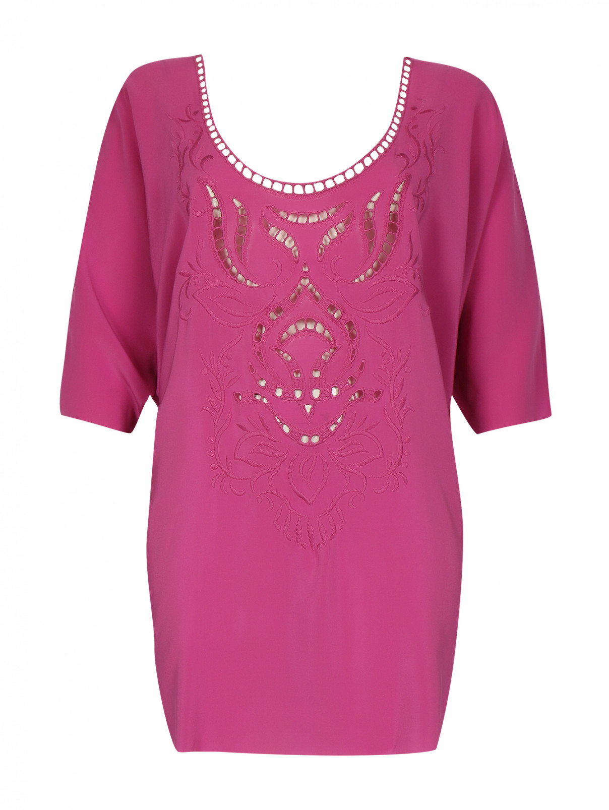 Туника из шелка с вышивкой Ermanno Scervino  –  Общий вид  – Цвет:  Розовый