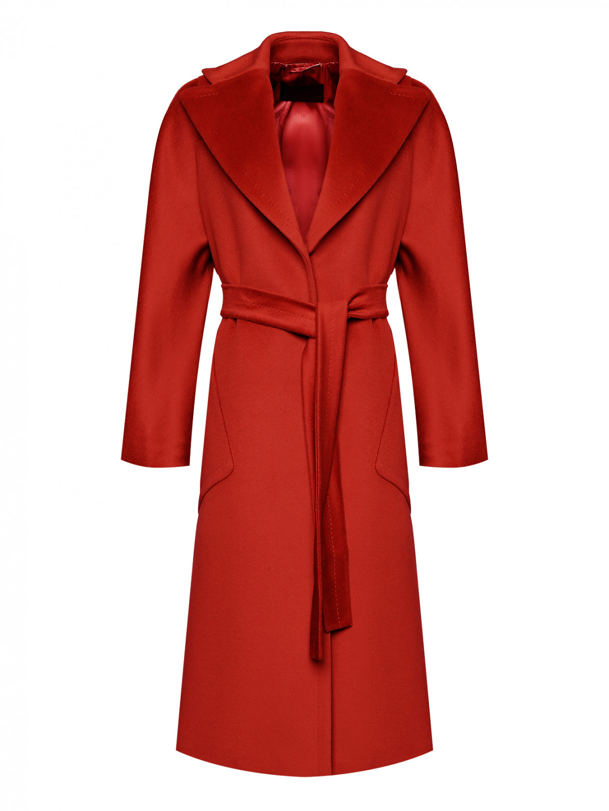 Пальто шерстяное с накладными карманами Marina Rinaldi  –  Общий вид  – Цвет:  Оранжевый