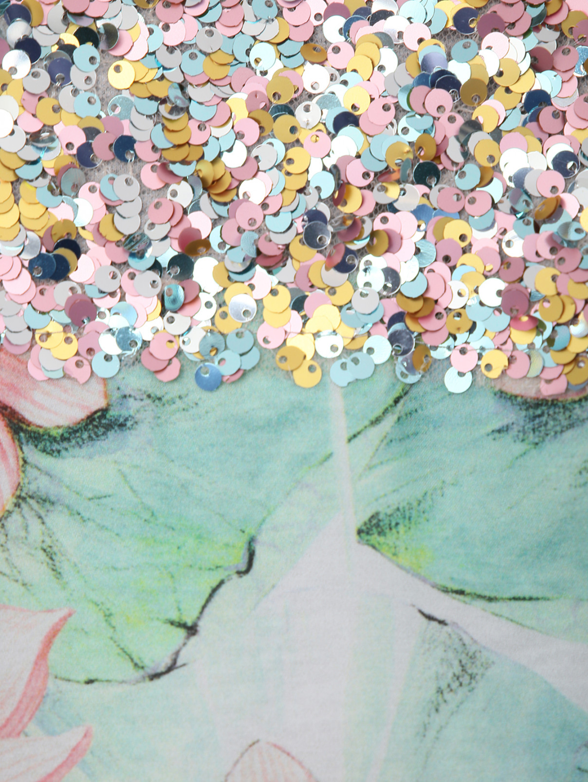 Свитшот с пайетками из комбинированной ткани DIXIE  –  Деталь  – Цвет:  Мультиколор