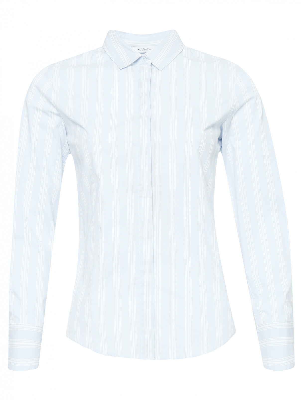 Рубашка из хлопка с узором "полоска" Max&Co  –  Общий вид  – Цвет:  Синий